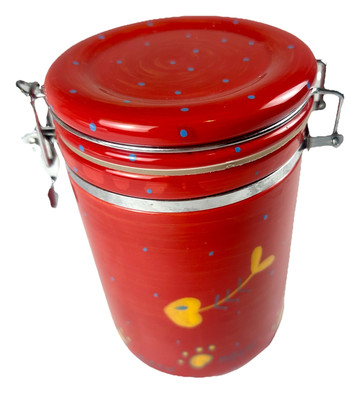 Pier One Red Cat Treat Canister 