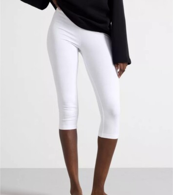 EX M&S LEGGING COSY HIGH WAISTED PLAIN CROPPED STRETCHY SUMMER HOLIDAY PANT 539-image