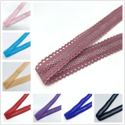 Elastic Grid Ribbon-Fold Over Spandex Band Sewing Lace Trim Garment Decor 5Yards-image