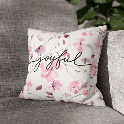 Joyful Floral Faux Suede Pillowcase, Cozy Home Decor, Gift, Boho Chic, Accent-image