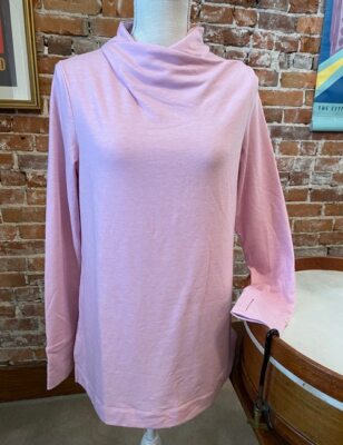 Cuddl Duds Comfortwear Heather Pink French Terry Long Sleeve Soft Cowl Top S New-image