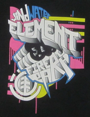 Element T-Shirt (XL) Black Cotton Earth Wind Fire Water Skater Graphic Print VTG-image