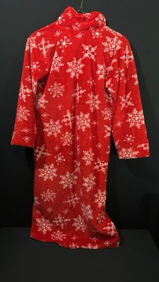 Secret Treasures Red Snowflake Plush Robe Zip Women’s Size M Christmas Pockets-image