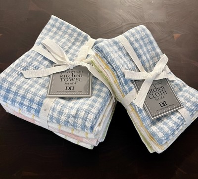 DII Design Imports Garden Plaids Dishcloth/Towel Set: blue, peach, yellow, green-image