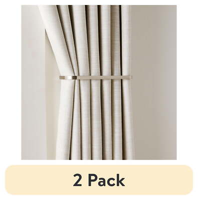 (2 pack) Better Homes & Gardens Brushed Nickel Curtain Holdbacks, Set of Two-image