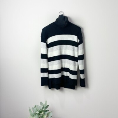 Talbots Women's Size: Medium Black, Gray & White Modern Turtleneck Cozy Sweater-image