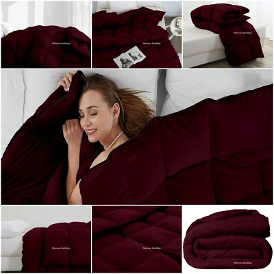 Trendy Ultra Soft Goose Down Alternative Comforter Full Size Wine Solid-image