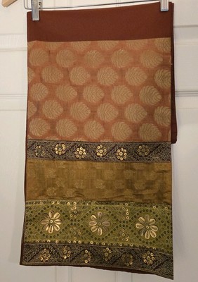  Pier 1 Imports Gorgeous Red Beaded Table Runner Orange Fall Sequin-image