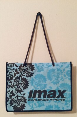 Vintage IMAX Imports PolyCanvas Tote Shopping Bag - Blue & Brown FREE SHIPPING-image