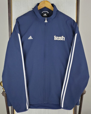 VTG ADIDAS x NOTRE DAME Size Large 2 Sided Full Zip Mens Warmup Track Jacket ND-image