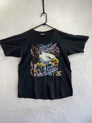 Vintage American Thunder Feel The Wind Tshirt Bald Eagle Biker Harley Size M-image