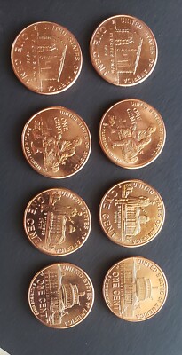 Complete 2009 P & D Brillant Uncirculated Lincoln Cent set 8 coins-image