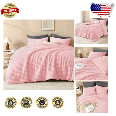 Warm and Soft 3-Piece Pink Comforter Set for Full Beds - Cozy Winter Bedding-image