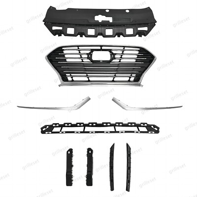 For Sonata 2018-19 Complete 9PC Upper/Lower Grille with Moulding Bumper Bracket-image