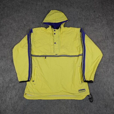 Vintage Reebok Jacket Mens Medium Yellow Blue Pullover Track Anorak Sailing 90s-image