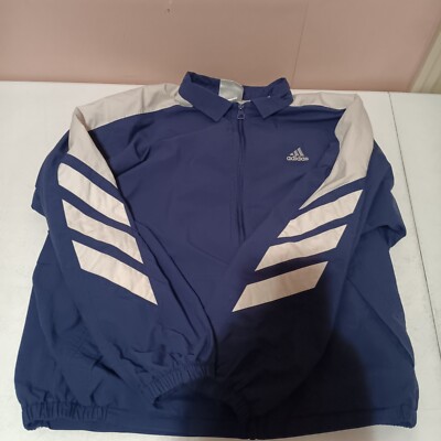 Vintage 90s Y2K Adidas Jacket Adult XL Blue Windbreaker Nylon Track Mens Stripes-image