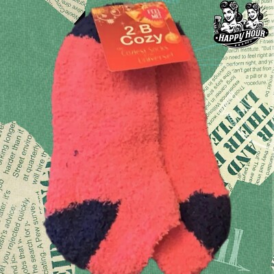 2B Cozy Fleece Socks Women Brand New With Tags Pink & Navy-image
