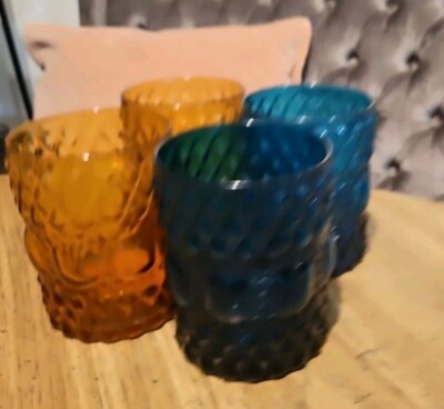 Vintage Pier One Imports Glasses 2 Blue/ 2 Yellow -image