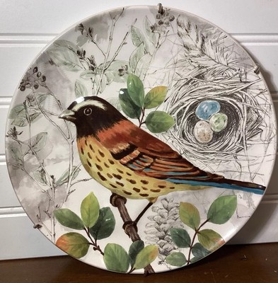 Now 3 Plates!  Pier 1 Imports “3D” Spring Bird & Eggs Plates 8.75” Free Hangers-image