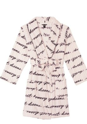Victoria's Secret cozy robe size M/L new mauve chalk graphics -image