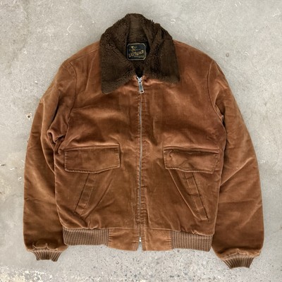 Vtg 70s West Wind Western Cowboy Brown Corduroy Sherpa Lined Jacket Men’s M USA-image