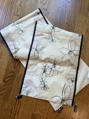 Pier 1 Amherst Runner Beautifully Embroidered Floral Table Cream Black 14 X 72”-image