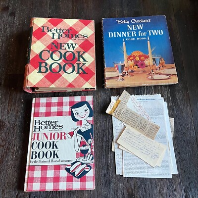 3 VTG Cookbooks Better Homes Gardens Cook Book + Junior + Betty Crocker AS-IS-image