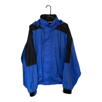 Marlboro Unlimited Men’s Hooded Full Zip Rain Wind Jacket Blue Black Size XL VTG-image