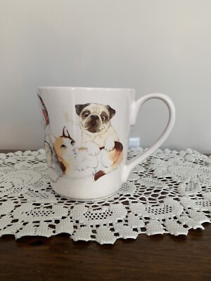 Pier 1 Imports Ironstone Oversized Coffee Mug Dogs & Cats Listening To...-image