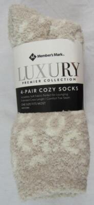 4 in pack Members mark cozy soft fuzzy socks Nip Sz One size fits most #MGS0003-image