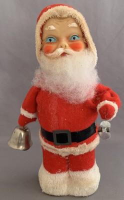 Vintage Alps Key Wind Up Mechanical Santa Claus Bell Ringer Working-image