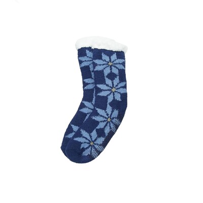 Cuddl Duds Women's Faux Sherpa Cozy Lined Sock Blue One Size-image