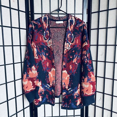 Retrology Multi Color Open-Front Cardigan Cozy Knit Soft Casual Sz L-image