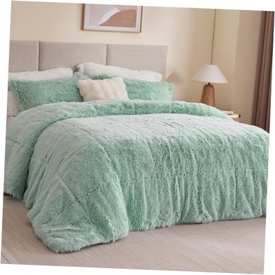 Malea Shaggy Comforter Set, Long Faux Fur Cozy Down Alternative, Modern -image