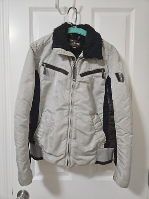 Vintage Energie Medium Bomber Fall/winter Jacket White Brown Blue Designer -image