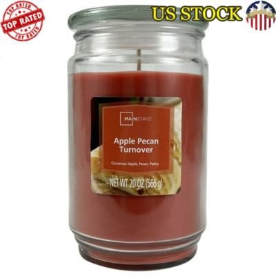 Apple Pecan Scented Candle 20oz Jar Long Lasting Clean Burn Aromatherapy Red New-image