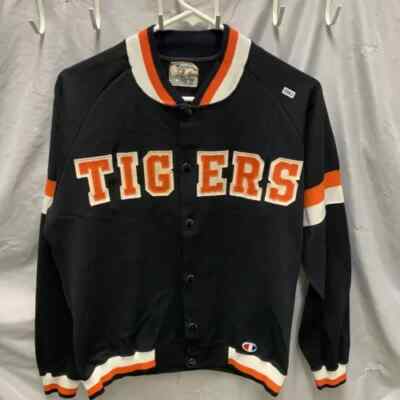 Vintage Champion Jacket Youth Medium Black Long Sleeve 70s Tigers Rare Boys-image