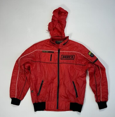STYLE AUTO Competition Red Adult Large VTG Full Zip Racing Jacket Packable Hood-image