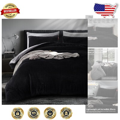 Cozy King Size Pom Pom Striped Comforter Set – Reversible Bohemian Style-image