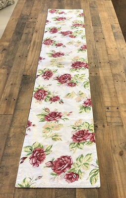 Pier 1 ROSE FLORAL & STRIPED 68x14” Reversible Table Runner: Spring/ Summer-image