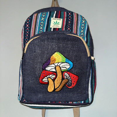 Kathmandu Imports Pure Hemp THC Free Made In Nepal Backpack Mushroom Bohemian-image