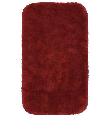 RARE solid bright flag red mainstays bathroom rug brand new shag machine wash-image