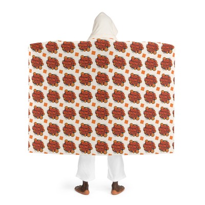 March Madness Orange Basketball Hooded Sherpa Fleece Blanket,-image