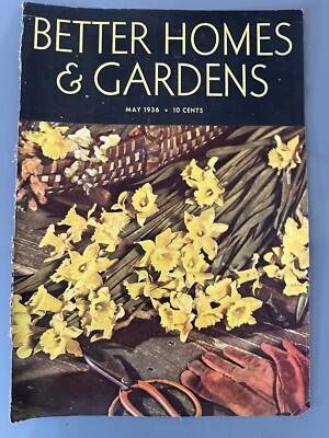Antique Vintage May 1936 Better Homes & Gardens Magazine COVER Daffodils-image
