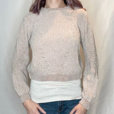 Love Tree Chenille Cropped Sweater Ribbed Cozy Warm Winter Small SM S Pale Pink-image