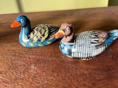 2 Vintage Ceramic Duck Figurine Signed Designed Giftware 1988 Enesco Import 3