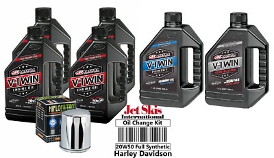 Complete 3 Hole Oil Change Kit for V-Twin 20W50 Full Synthetic Harley Davidson-image