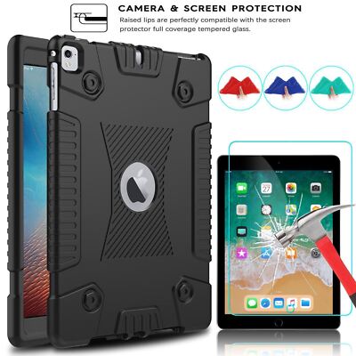 iPad 5th / 6th Generation 9.7 Shockproof Slim Soft Case + Tempered Glass Film-image