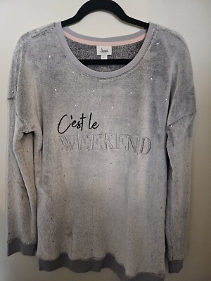NEW - JENNI INTIMATES C'EST LE WEEKEND COZY SOFT LOUNGE WEAR TOP SZ. L-image