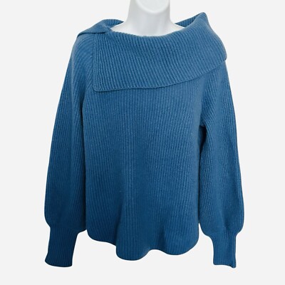 Soft Surroundings Petite S Pullover Ribbed Sweater 100% Cashmere Soft Cozy Blue-image